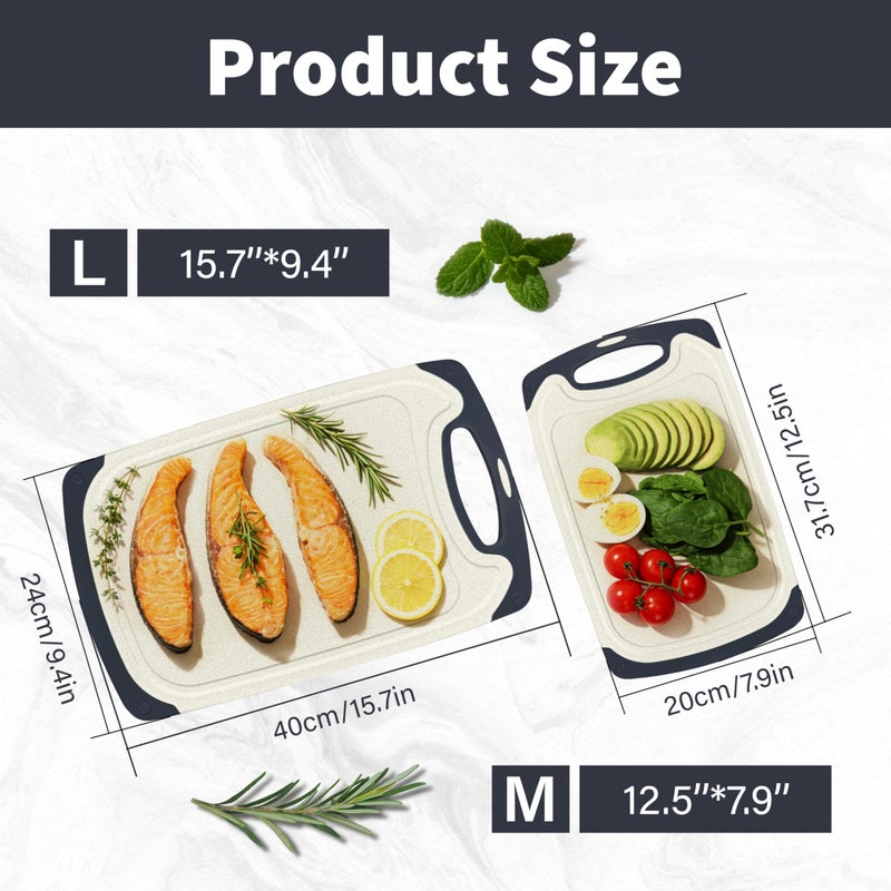 ZoiNavyer Cutting Board for Kitchen, Non Slip Chopping Board with Juice Grooves for Meat, Veggies, Space-Saving, Dishwasher Safe, Durable Kitchen Essential (Wheat) - Image 2