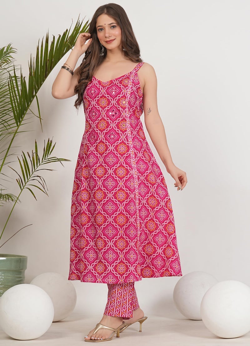 rytras Women's Pure Cotton Printed Ethnic Wear A-Line Kurta Set with Palazzo Pants(RYT673,Pink,XXL) - Image 4