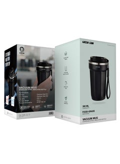GREEN LION Vacuum Mug 380 ml / Double-Wall Vacuum Insulation / Food-grade Material / 4-6 Hours Hot & Cold Drinks /Bottle Carrier Strap /Coffee/Tea/Chilled Refreshments /For Travel/Work Durable Mug - Black  - Image 5