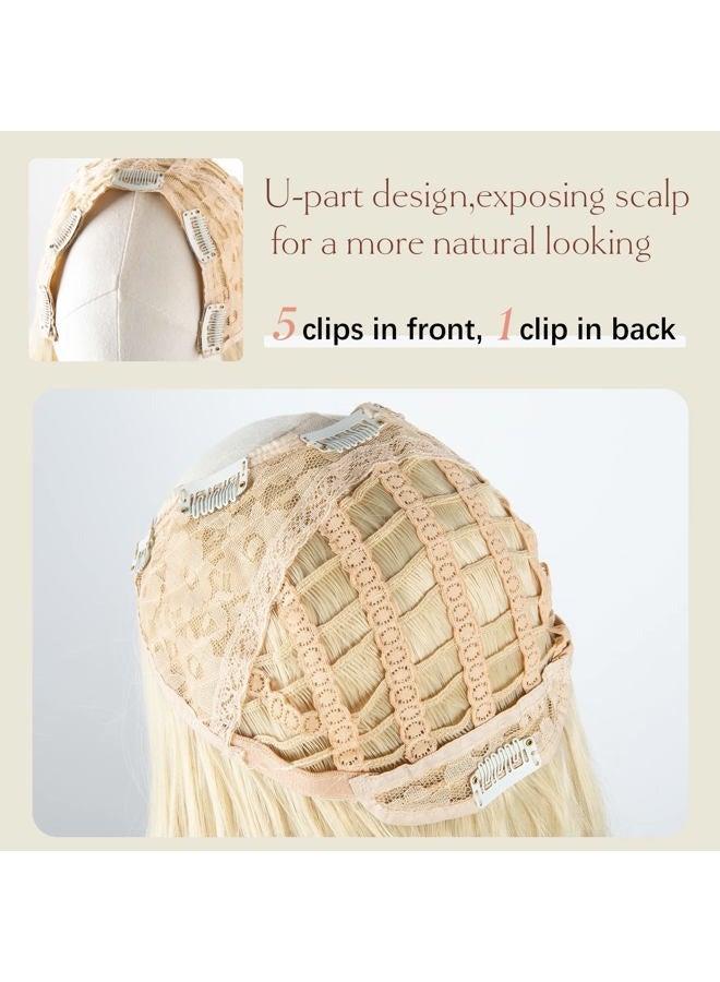 SARLA إضافات شعر اصطناعية طويلة ومجعدة وكثيفة على شكل حرف U للنساء شقراء شاطئية 24 بوصة - Image 3