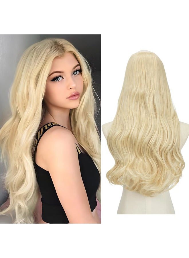 SARLA إضافات شعر اصطناعية طويلة ومجعدة وكثيفة على شكل حرف U للنساء شقراء شاطئية 24 بوصة - Image 1