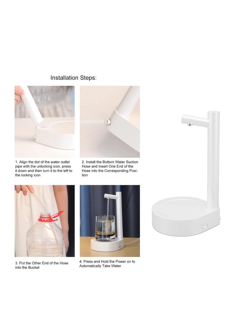 Desktop Water Bottle Dispenser, Portable Electric Drinking Water Pump, USB Charging Automatic Barrel Mounted Water Dispenser for Kitchen Office (White) - Image 5