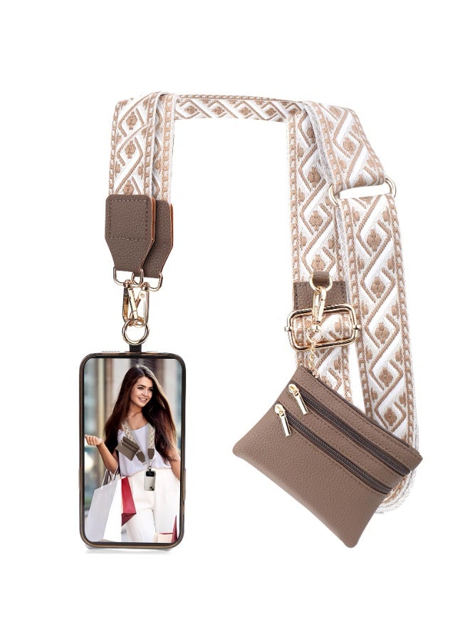 حزام هاتف Clip and Go مع محفظة بسحاب، حبل هاتف قابل للتعديل للنساء، سلسلة هاتف محمول مضادة للسرقة مع مساحة لتخزين البطاقات - Image 1
