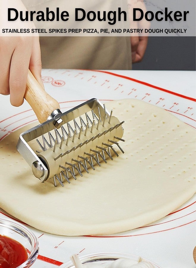 MUMSUNG Pizza Dough Docker Roller with Stainless Steel Spikes and Pizza Cutter with Protective Cover, Includes Cleaning Brush and Canvas Bag, Perfect for Homemade Pizza, Pie, and Pastry - Image 2