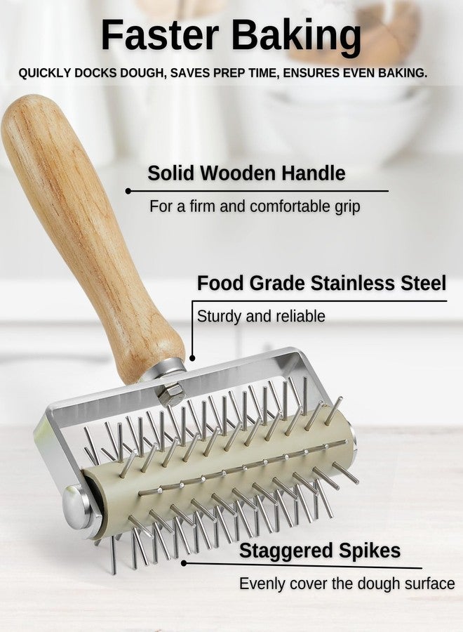 MUMSUNG Pizza Dough Docker Roller with Stainless Steel Spikes and Pizza Cutter with Protective Cover, Includes Cleaning Brush and Canvas Bag, Perfect for Homemade Pizza, Pie, and Pastry - Image 5