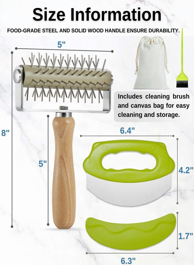 MUMSUNG Pizza Dough Docker Roller with Stainless Steel Spikes and Pizza Cutter with Protective Cover, Includes Cleaning Brush and Canvas Bag, Perfect for Homemade Pizza, Pie, and Pastry - Image 4
