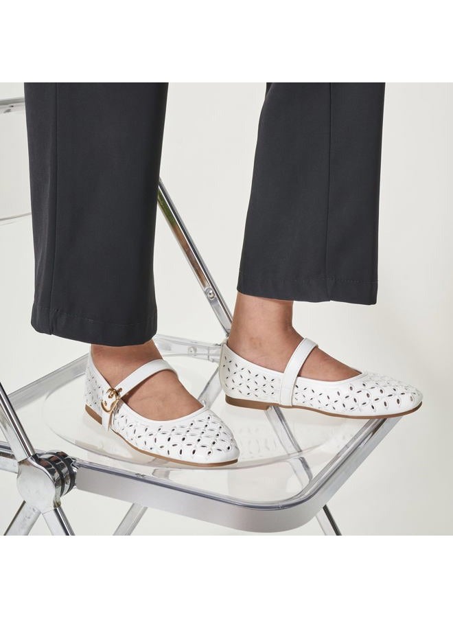 Trary Mary Jane Shoes Women, Hollow Flats for Women, Ballet Flats Shoes Squared Toe Mary Jane Flats, Ankle Strap Flats Shoes Dressy Comfortable, White, 8 - Image 2