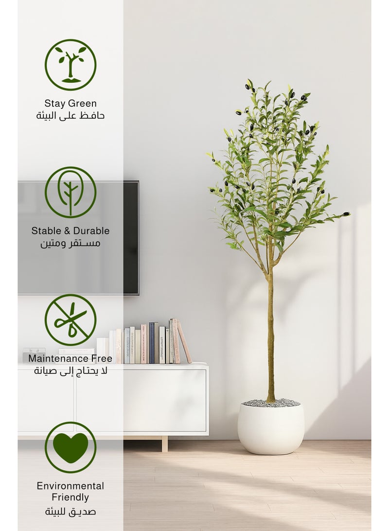 ULHYC 150CM Artificial Olive Tree Tall Fake Potted Olive Silk Tree with Planter Large Faux Olive Branches and Fruits Artificial Tree for Modern Home Office Living Room Floor Decor Indoor. - Image 4
