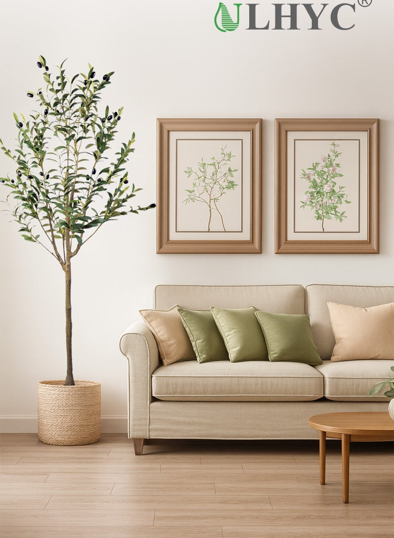 ULHYC 150CM Artificial Olive Tree Tall Fake Potted Olive Silk Tree with Planter Large Faux Olive Branches and Fruits Artificial Tree for Modern Home Office Living Room Floor Decor Indoor. - Image 1