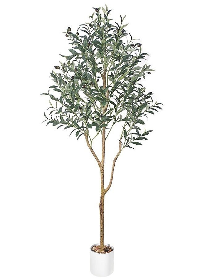 يو إل اتش واي سي 150 سم شجرة الزيتون الاصطناعية طويلة مع وعاء، نبات زيتون صناعي كبير مع فروع زيتون مزيفة وفواكه للديكور الحديث في المنزل أو المكتب أو غرفة المعيشة داخل المنزل.  - Image 2