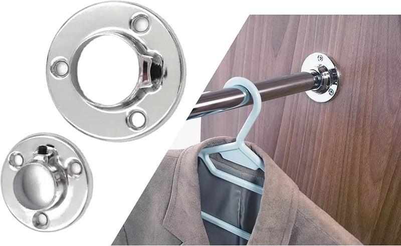 Flange Pair Rod Bracket Holder for Easy Wall or Wood Barrel Assemblage - 2 Pieces