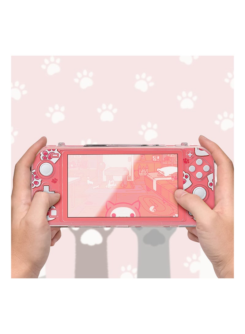 KASTWAVE Protective Case for Switch Lite Clear Hard PC Cover Split Design Shockproof Anti Scratch Shell Accessories and Joycon Controller Cute Pink Cat Paw - Image 5