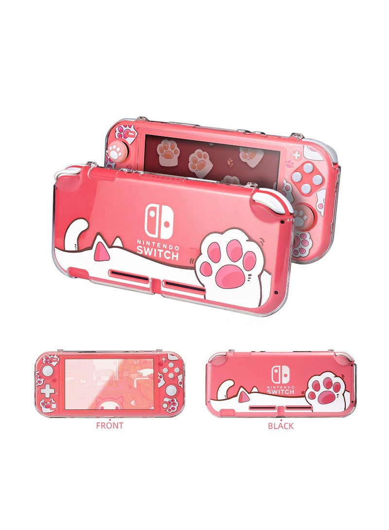 KASTWAVE Protective Case for Switch Lite Clear Hard PC Cover Split Design Shockproof Anti Scratch Shell Accessories and Joycon Controller Cute Pink Cat Paw - Image 4