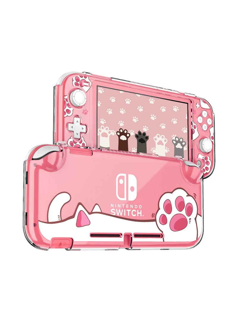 KASTWAVE Protective Case for Switch Lite Clear Hard PC Cover Split Design Shockproof Anti Scratch Shell Accessories and Joycon Controller Cute Pink Cat Paw - Image 1