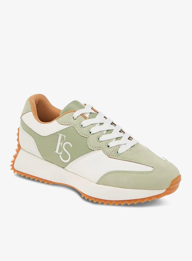 ELLE Women's Panelled Sneakers With Lace-Up Closure