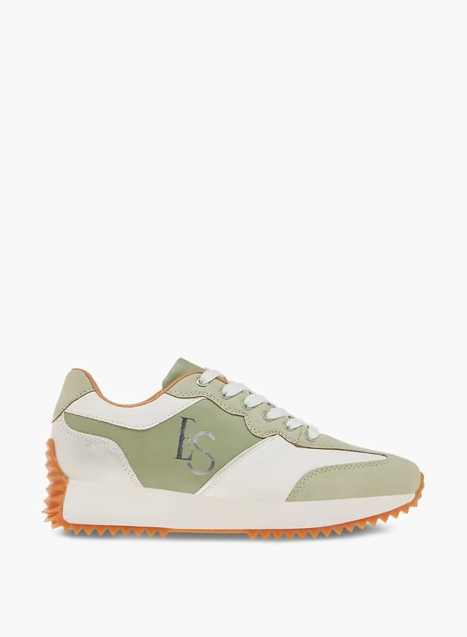 ELLE Women's Panelled Sneakers With Lace-Up Closure