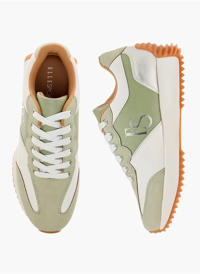 ELLE Women's Panelled Sneakers With Lace-Up Closure