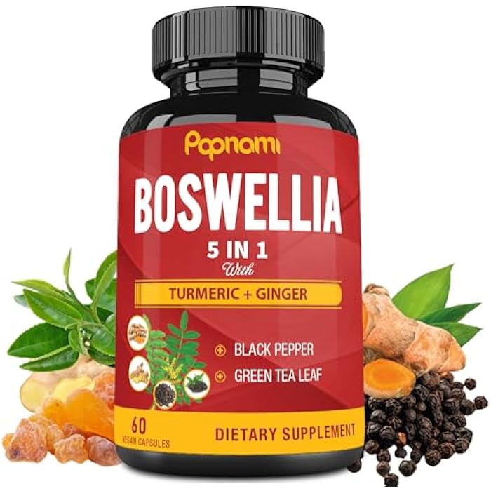 Papnami Organic Boswellia Serrata Extract Capsules Combined Turmeric, Ginger, Black Pepper & Green Tea - 60 Vegan Capsules for 2 Months - Image 1