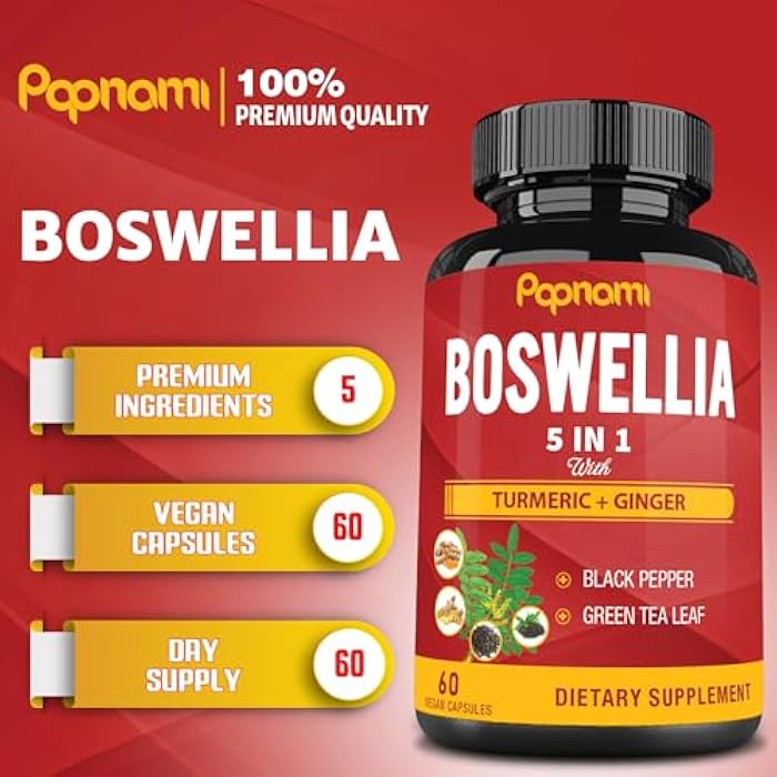 Papnami Organic Boswellia Serrata Extract Capsules Combined Turmeric, Ginger, Black Pepper & Green Tea - 60 Vegan Capsules for 2 Months - Image 2