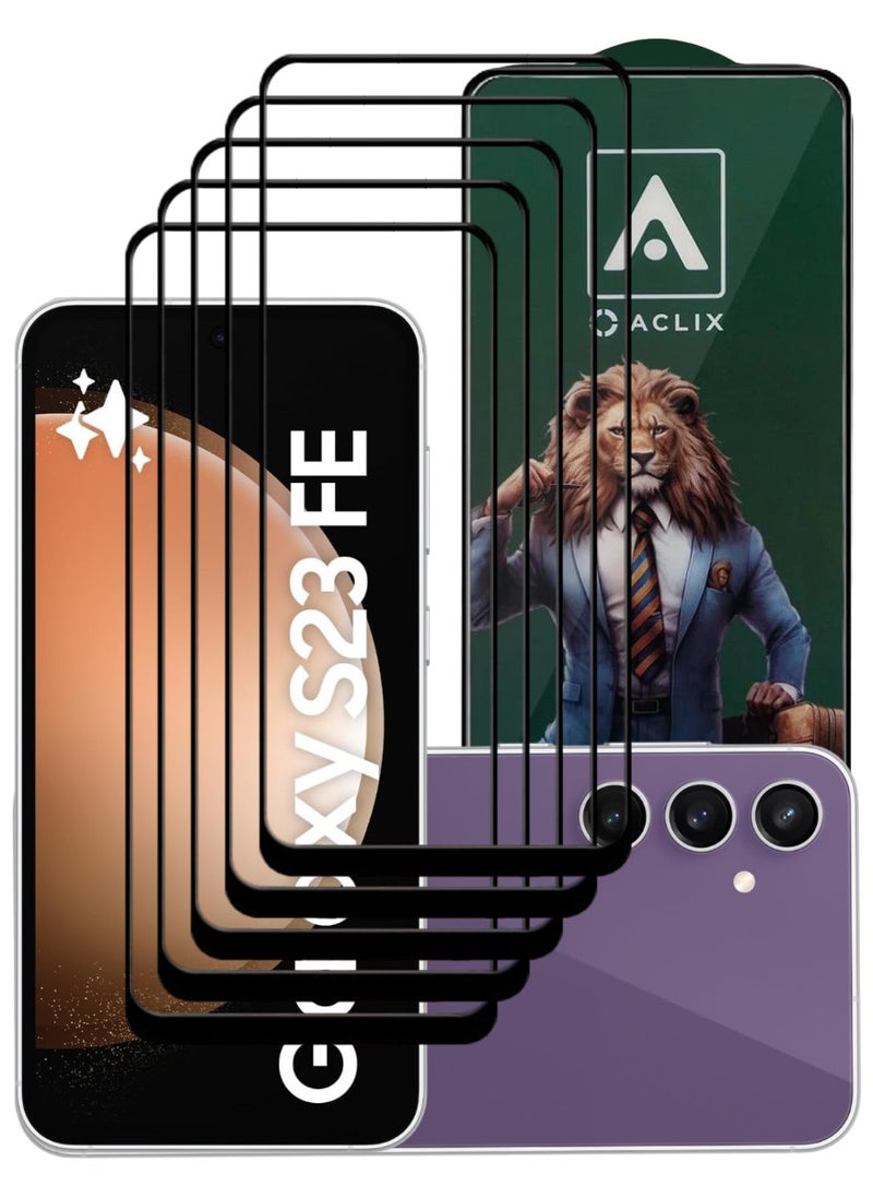 ACLIX 5 Pieces Antistatic ESD Dustproof Premium Quality High Definition Tempered Glass Screen Protector Designed For Samsung Galaxy S23 FE - Image 1