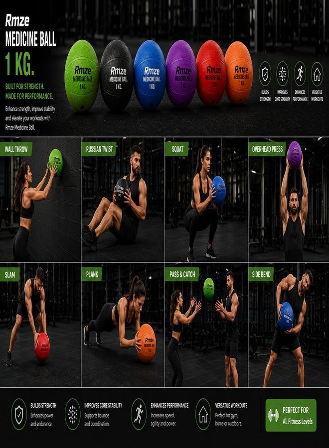 Rmze Professional RMB-2403 Medicine Ball for ABS/Core/Strength Training (Multicolor/3 Kg) - Image 4