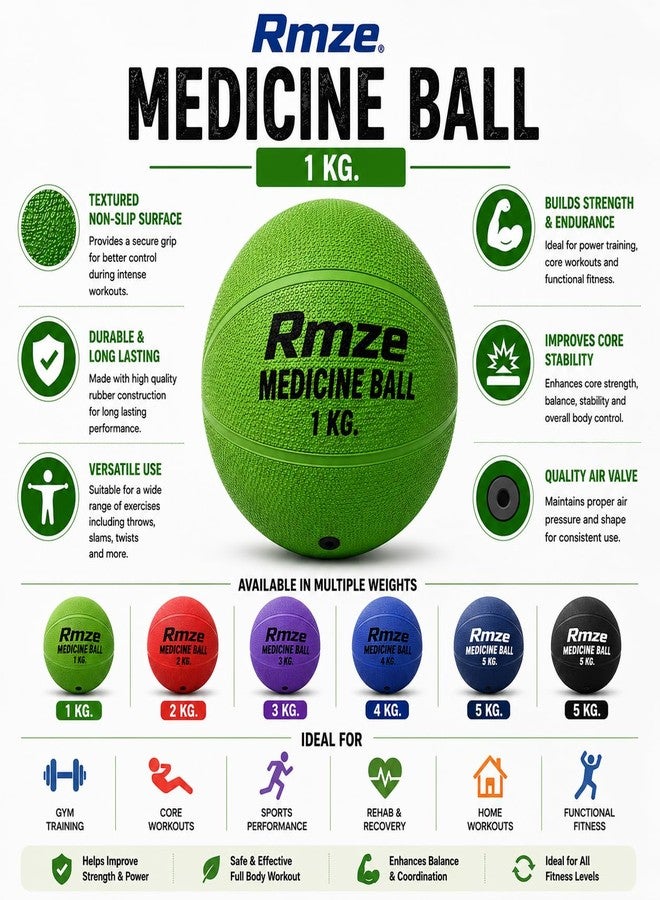 Rmze Professional RMB-2403 Medicine Ball for ABS/Core/Strength Training (Multicolor/3 Kg) - Image 2