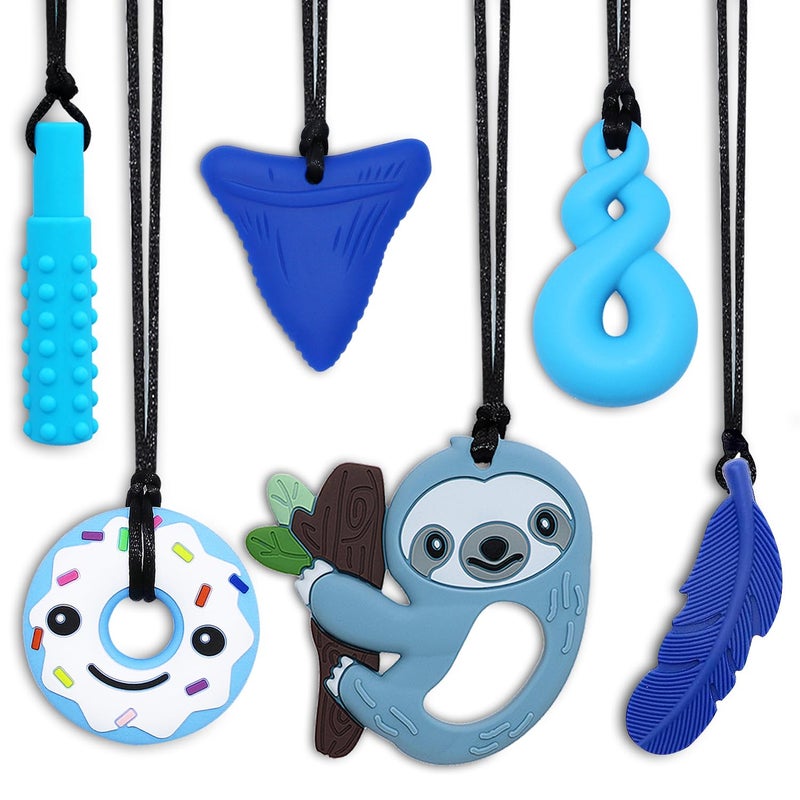 MaberryTech Direct Chew Necklaces for Sensory Kids Boys Girls 6 Pack Chewy Necklace Sensory Toys for Kids with Autism Silicone Oral Motor Aids Chew Toys for Children Adults Reduce Fidgeting - Image 1