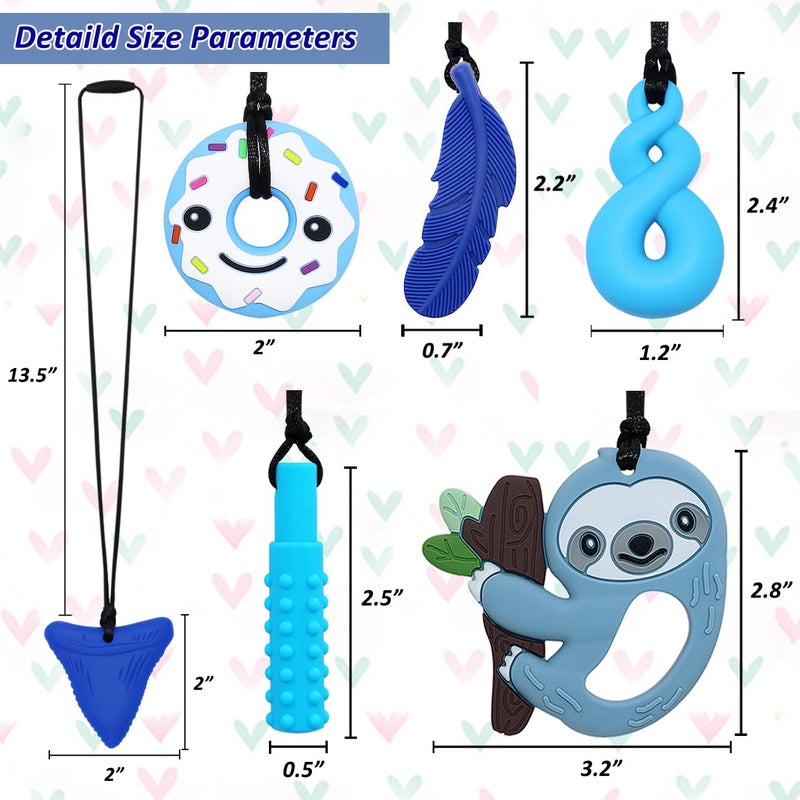 MaberryTech Direct Chew Necklaces for Sensory Kids Boys Girls 6 Pack Chewy Necklace Sensory Toys for Kids with Autism Silicone Oral Motor Aids Chew Toys for Children Adults Reduce Fidgeting - Image 2