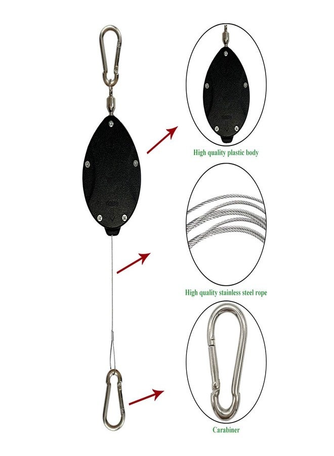 Lythor Retractable Plant Hanger, Plant Hook Pulley with Stainless Steel Rope Reaching to a Length of 63 Inches and Carrying 44 Pounds, Easy for Hanging, Plant Watering or Bird Feeding (2, Black) - Image 2