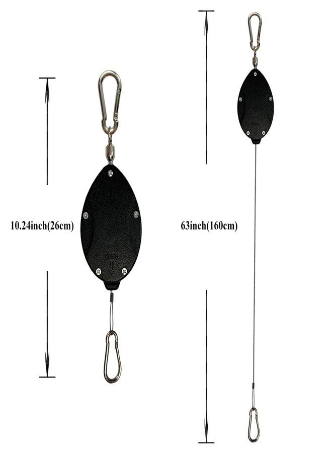 Lythor Retractable Plant Hanger, Plant Hook Pulley with Stainless Steel Rope Reaching to a Length of 63 Inches and Carrying 44 Pounds, Easy for Hanging, Plant Watering or Bird Feeding (2, Black) - Image 3