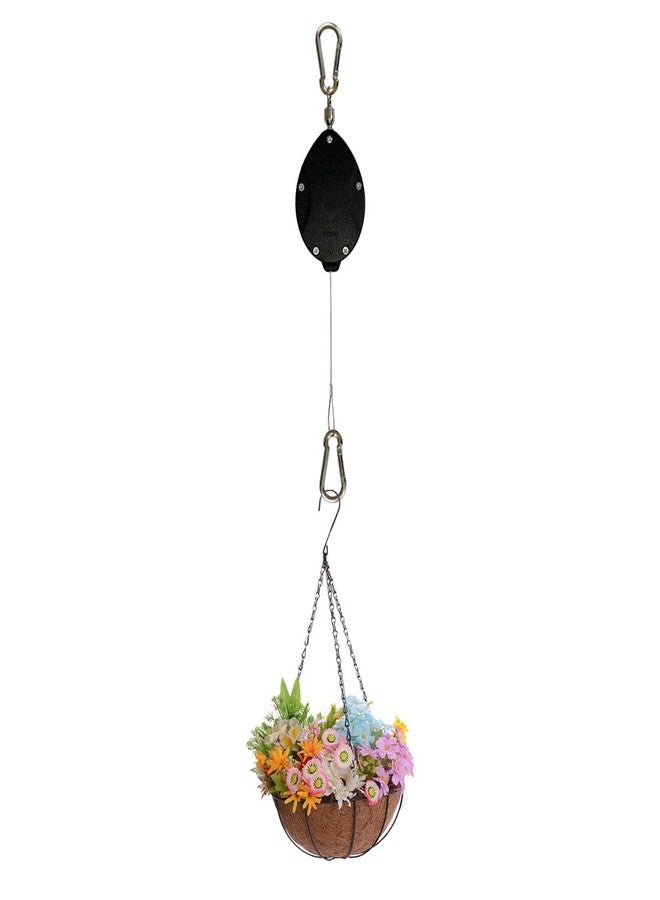 Lythor Retractable Plant Hanger, Plant Hook Pulley with Stainless Steel Rope Reaching to a Length of 63 Inches and Carrying 44 Pounds, Easy for Hanging, Plant Watering or Bird Feeding (2, Black) - Image 5