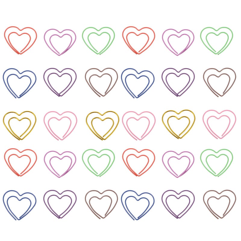 Metal Heart Shaped Paper Clips 50pcs Decorative Organizer For Home Office School - Image 2