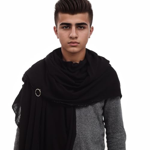 GRACEART Post Apocalyptic Shawl Hood Scarf Shaman Cowl Medieval Costume Sash Black - Image 2