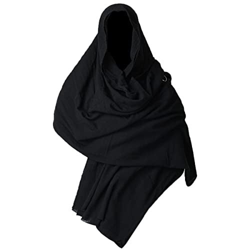 GRACEART Post Apocalyptic Shawl Hood Scarf Shaman Cowl Medieval Costume Sash Black - Image 1