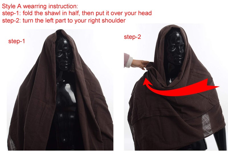 GRACEART Post Apocalyptic Shawl Hood Scarf Shaman Cowl Medieval Costume Sash Black - Image 5