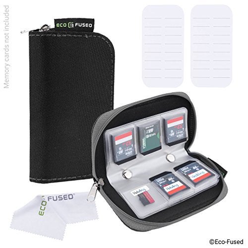 Eco-Fused Memory Card Case - Fits up to 22x SD, SDHC, Micro SD, Mini SD and 4X CF - Holder with 22 Slots (Black & Grey / 22 Slots - 2 Pack) - Image 2