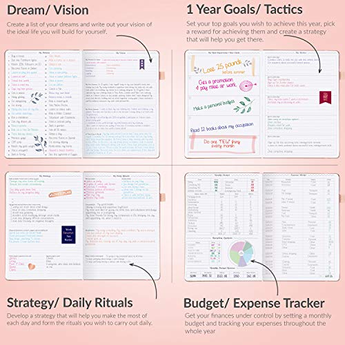 GoGirl Planner PRO - Undated Horizontal Layout Weekly Planner and Organizer + Budgeting and Expense Tracking Pages, Goals Journal & Agenda, 7" x 10" Hardcover, Lasts 1 Year - Rose Gold - Image 5
