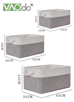 3PCS Cotton Linen Storage Box Foldable Storage Box With Cotton Handle Non-woven Fabric Dustproof Storage Basket Gray - pzsku/Z02C25115A8B0C36DB0FEZ/45/_/1685500572/08f5091b-04b5-457b-9248-875bb3660c84