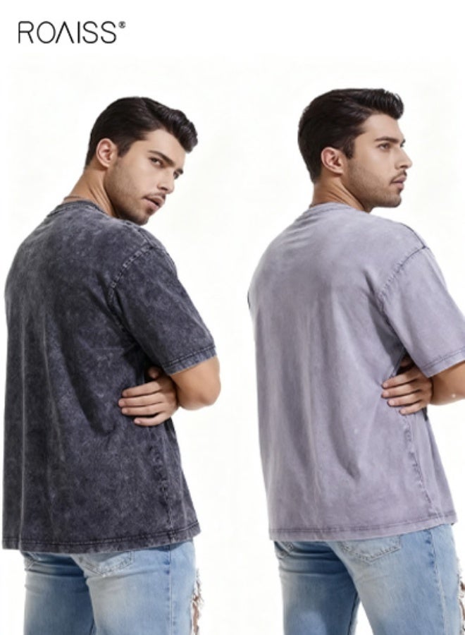 roaiss 2 Pack Summer T-shirt Set, Basic Baggy Tees, Classic Vintage Short Sleeved Tops, Soft Comfortable T shirts, Suitable for Daily Wear or Any Occasion - Image 3