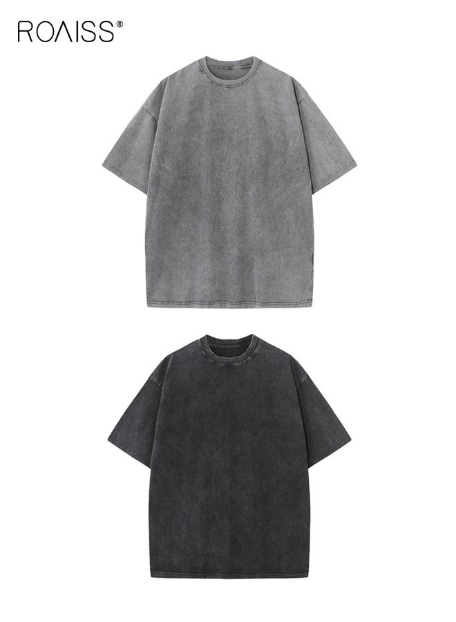 roaiss 2 Pack Summer T-shirt Set, Basic Baggy Tees, Classic Vintage Short Sleeved Tops, Soft Comfortable T shirts, Suitable for Daily Wear or Any Occasion - Image 5