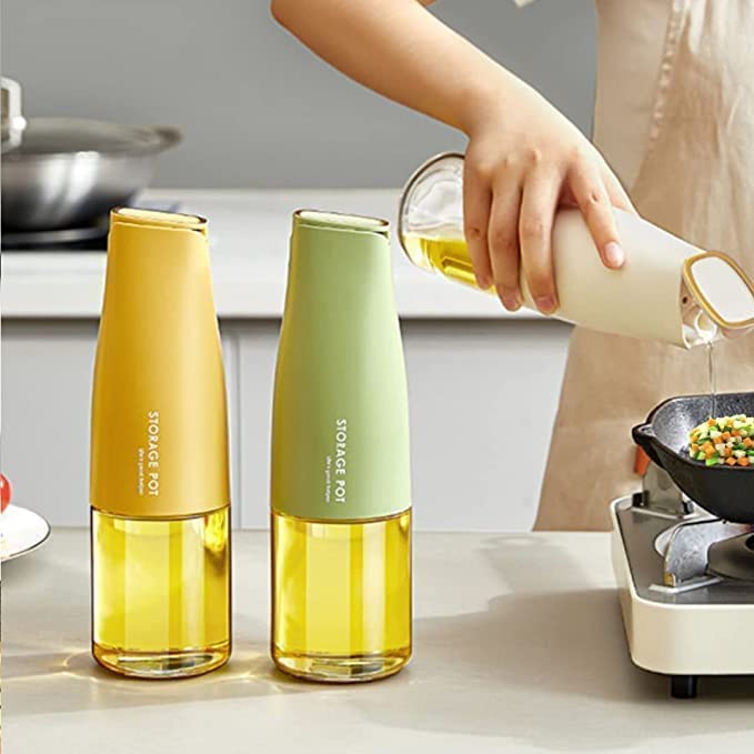 WEZOSHINET Oil Dispenser Bottle Glass Oil and Vinegar Dispenser Glass Bottle with Gravity Automatic Opening and Closing Bottle Drip Free Spout Oil Dispenser Bottle for Kitchen 500 ml Pack of 1 - Image 1
