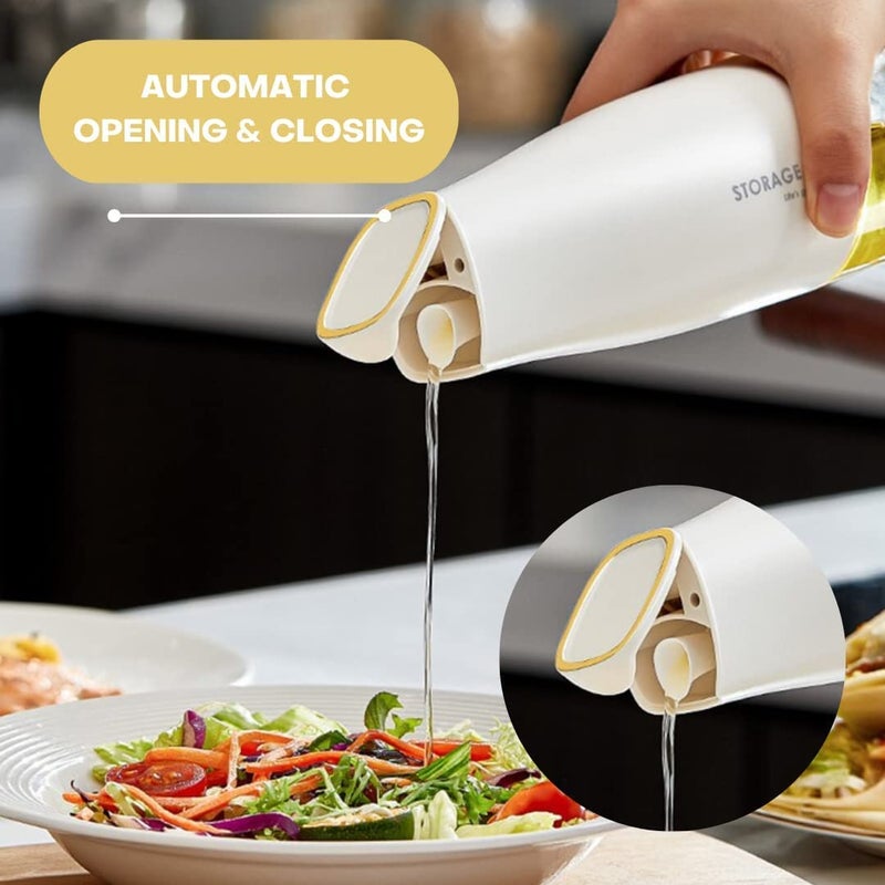WEZOSHINET Oil Dispenser Bottle Glass Oil and Vinegar Dispenser Glass Bottle with Gravity Automatic Opening and Closing Bottle Drip Free Spout Oil Dispenser Bottle for Kitchen 500 ml Pack of 1 - Image 5
