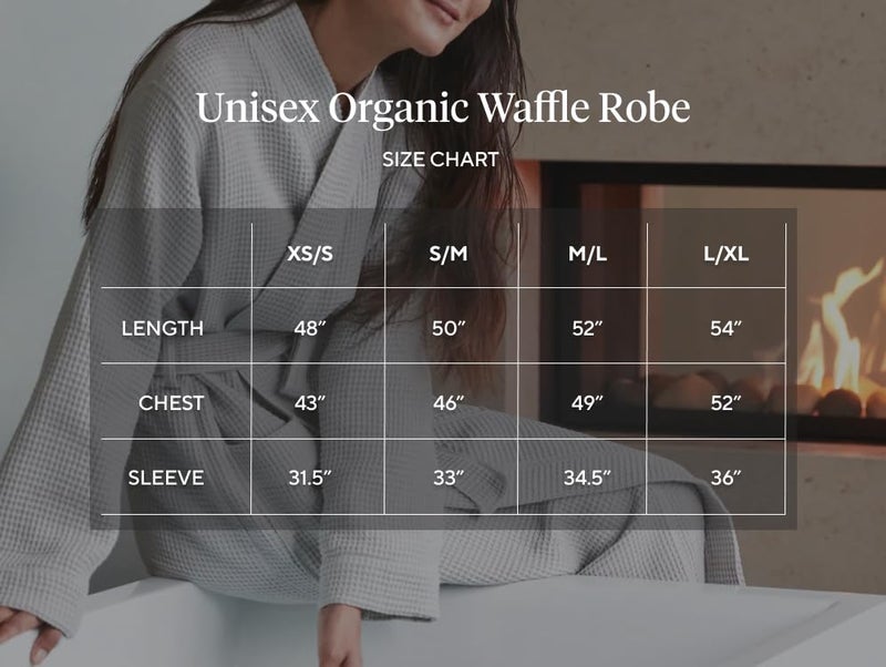 Coyuchi Unisex Organic Waffle Robe, Long Bathrobe, Cotton, Fog, (S-M) - Image 4