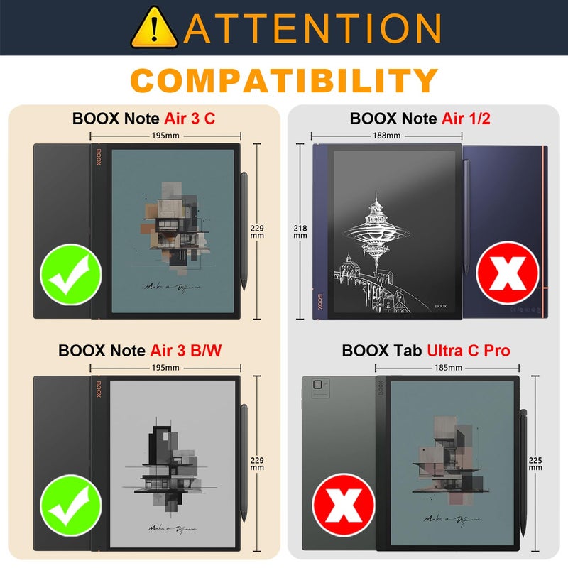 DINGGUAGUA Case for BOOX Tablet Note Air 4C Air3 c B/W 10.3 inch 2024 ePaper Tablet Slim Folio Cover with Hand Pen Holder and Auto Sleep/Wake,Black - Image 2