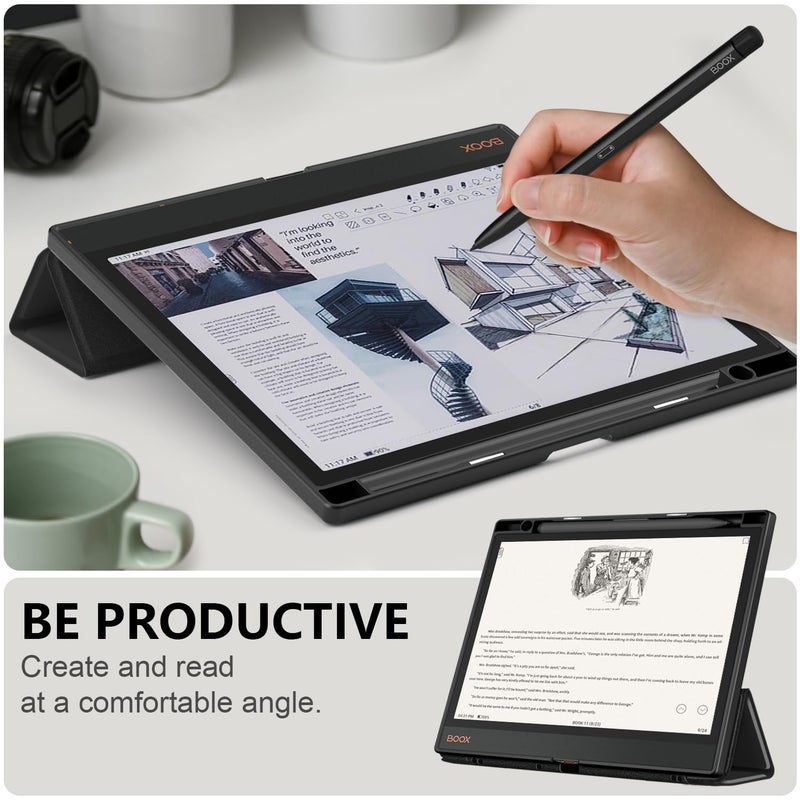 DINGGUAGUA Case for BOOX Tablet Note Air 4C Air3 c B/W 10.3 inch 2024 ePaper Tablet Slim Folio Cover with Hand Pen Holder and Auto Sleep/Wake,Black - Image 3