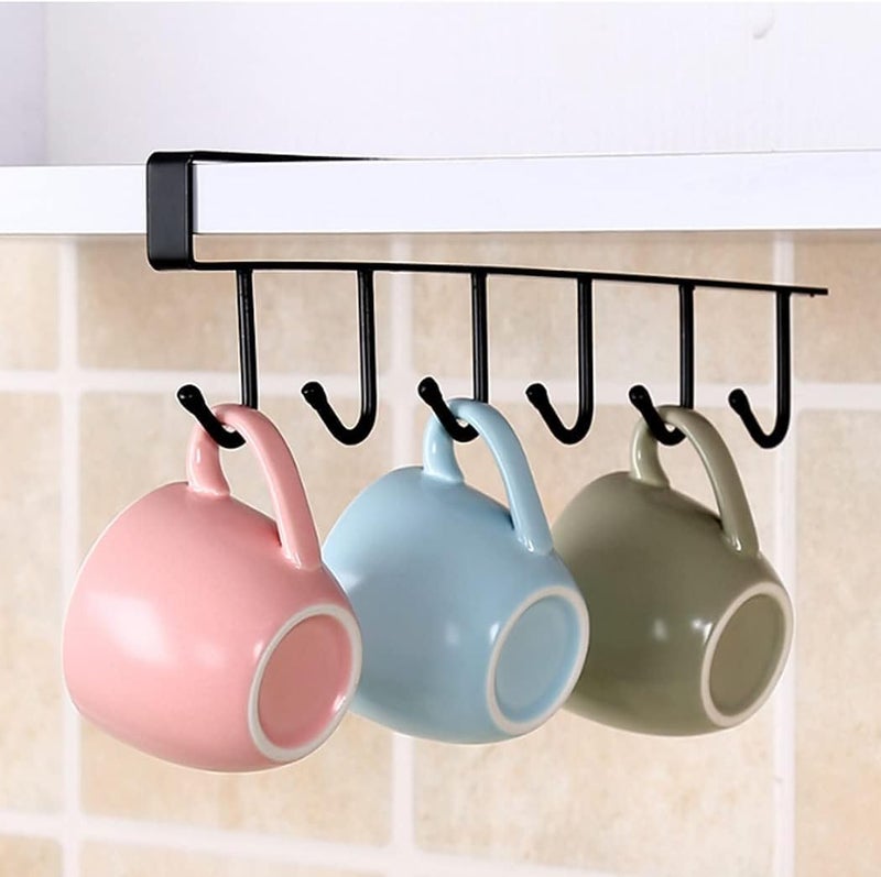 Stylish stainless steel mug holder - 2 pieces for hanging inside kitchen shelves without screws, for organizing mugs and cups easily and stylishly, rust-resistant, durable and easy to install - Image 2