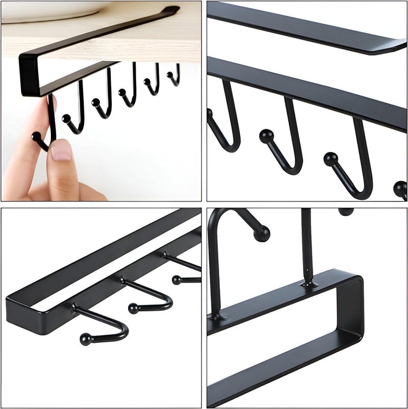 Stylish stainless steel mug holder - 2 pieces for hanging inside kitchen shelves without screws, for organizing mugs and cups easily and stylishly, rust-resistant, durable and easy to install - Image 4