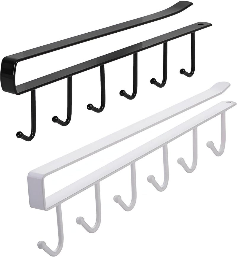 Stylish stainless steel mug holder - 2 pieces for hanging inside kitchen shelves without screws, for organizing mugs and cups easily and stylishly, rust-resistant, durable and easy to install - Image 1