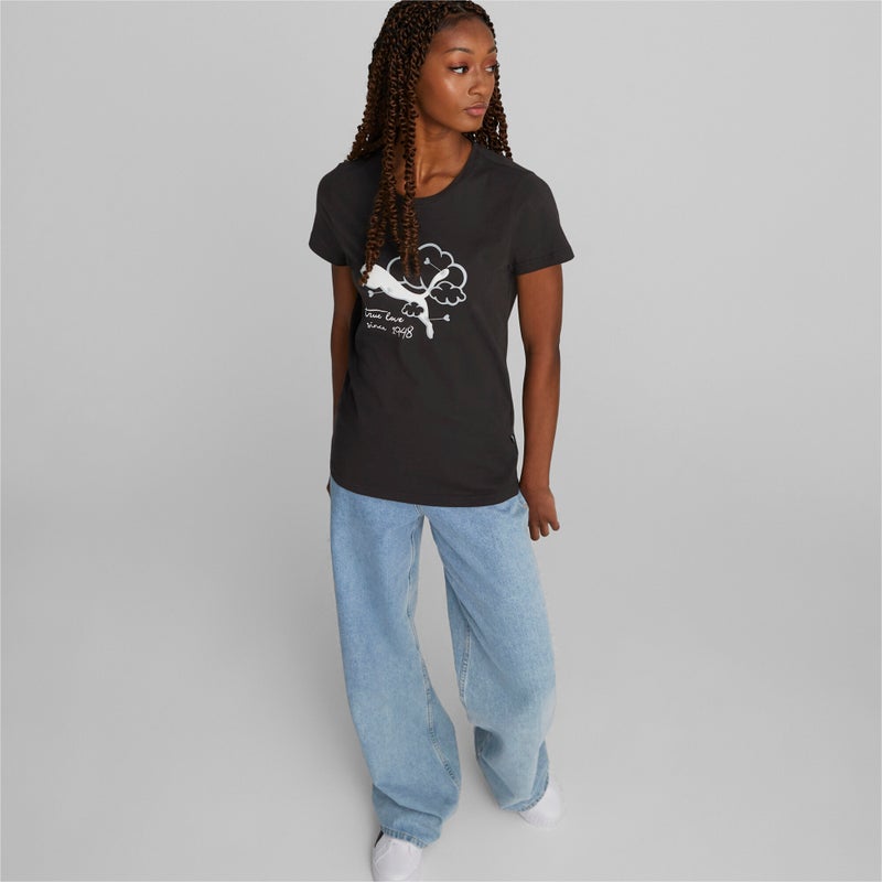 PUMA GRAPHICS Valentine Womens Black T-shirt - Image 3