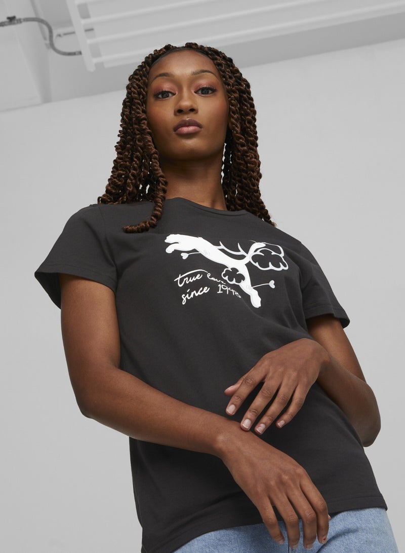 PUMA GRAPHICS Valentine Womens Black T-shirt - Image 1